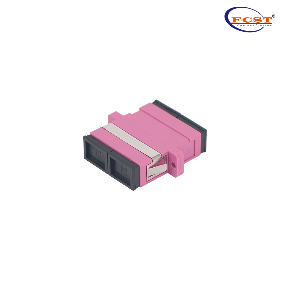 Adaptador de fibra óptica de plástico SCUPC a SCUAPC Duplex OM4